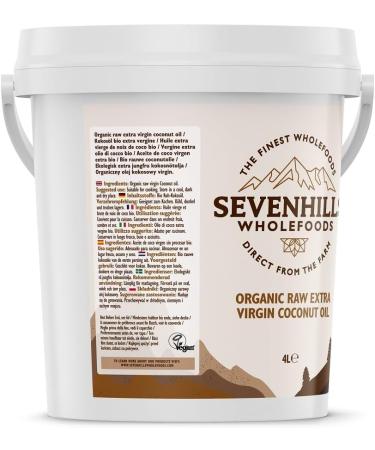 Sevenhills Wholefoods 4L Organic Extra Virgin Raw Coconut Oil - Cold-Pressed | Cooking, Baking, Skin Moisturizer, Hair Conditioner | Recyclable Tub - Buy Online on SooperMarket.com