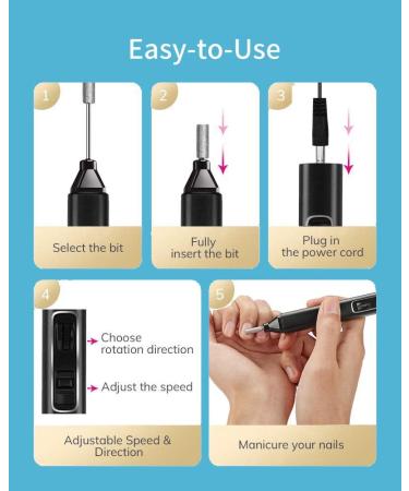 Electric Nail Drill Kit with 6 Changeable Drills - USB Manicure Sander & Polisher for Exfoliating, Grinding, and Polishing Acrylic Nails - Buy Online on SooperMarket.com
