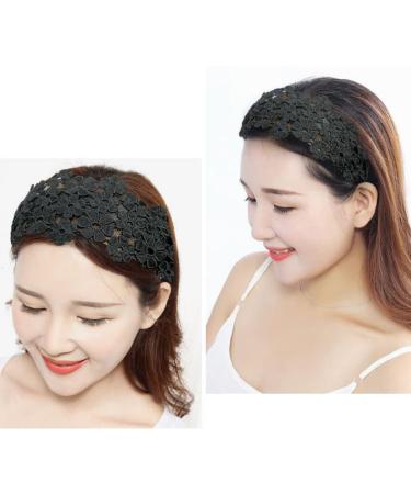 FZBNSRKO 5 Pcs Wide Lace Headband for Women and Girls - Non-Slip Floral Lace Headbands in Random Colors - Buy Online on SooperMarket.com