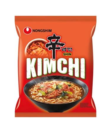 Nong Shim Shin Kimchi Flavour Instant Ramen Noodle Halal Vegan 120g (Pack of 20) Include Free SPIRITCROWD Chopsticks