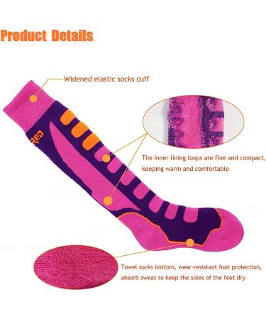 Kids Ski Socks - Winter Warm Thick Thermal Long Socks for Skiing & Snowboarding - Pink - Buy Online on SooperMarket.com