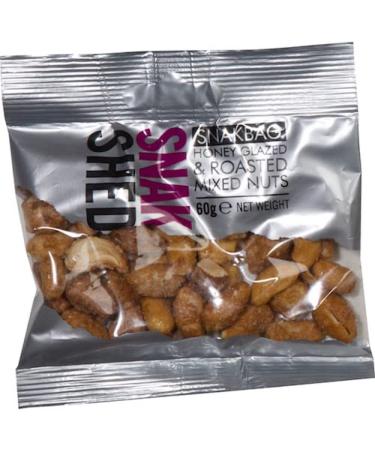 Snak Shed - Honey Roasted Mixed Nuts (55g) - Premium Honey Glazed & Roasted Mixed Nuts Natural Source of Fibre Vitamin E Calcium Iron Potassium Magnesium Antioxidant & Healthy Fats Vegetarian Honey Nut Mix