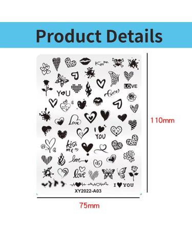 RUNRAYAY Nail Art Image Stamping Plates Valentine'S Day Love Heart DIY Manicure Template Image Plate for DIY Nail Art - 7.6 x 10.2Cm B - Buy Online on SooperMarket.com