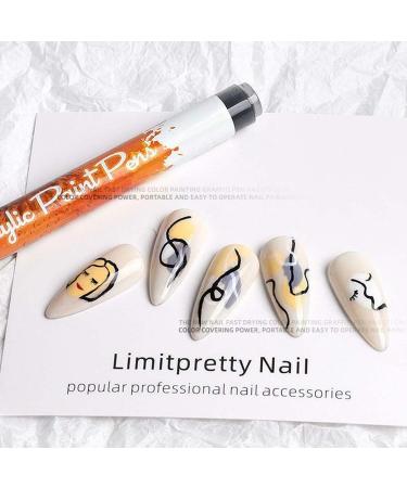 Waterproof Male Nail Art Graffiti Pen Set - Gel Polish Pencil for DIY 3D Nail Design - UV-LED Malgel in Silver - Buy Online on SooperMarket.com