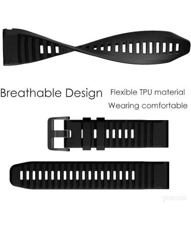 YOOSIDE Quick Easy Fit Watch Band for Garmin Fenix 6X Pro/Sapphire 26mm Soft Non-allergenic Silicone Sport Waterproof Wristband Strap for Garmin Fenix 5X/5X Plus Fenix 3 Quatix 3 Tactix Bravo(Black) - Buy Online on SooperMarket.com