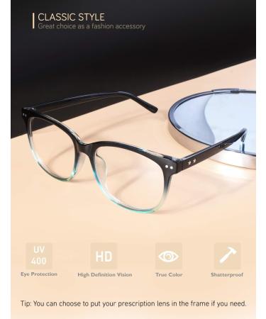 GQUEEN Large Frame Horn Glasses for Women and Men - UV400 Non-Prescription Nerd Glasses - Stylish PE1 1 Blue - International Shipping Available - Buy Online on SooperMarket.com