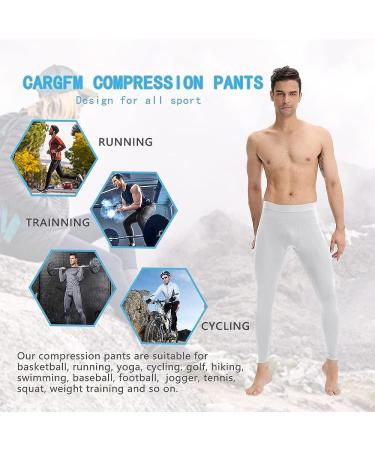 CARGFM Men's Compression Pants - White Small | Basketball Tights, Leggings, Yoga, Running, Sports Workout Baselayer - Buy Online on SooperMarket.com