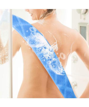 Silicone Bath Body Brush, Long Exfoliating Back Scrubber Massager, Sky Blue - Buy Online on SooperMarket.com