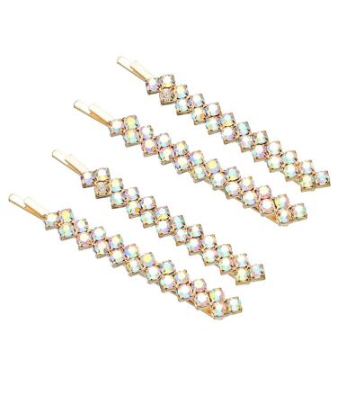 FRCOLOR 2 Pairs Crystal Hair Pins Sparkle Rhinestone Hair Bobby Pins Stylish Decorative Hair Clip for Women (AB Rhinestone)