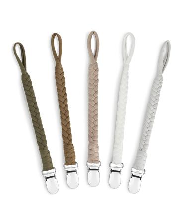 Dummy Clip for Boys and Girls Pacifier Holder Leash Smoother Clip 100% Handmade Braided Fits All Pacifiers -Modern Unisex Baby Birthdays Set(5 PCS) 5 Count (Pack of 1)