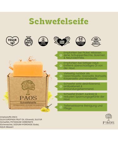 Paos Sulfur Soap - Natural Acne & Hair Loss Treatment | 1550g Chemical-Free Soap for Skin Care - Buy Online on SooperMarket.com