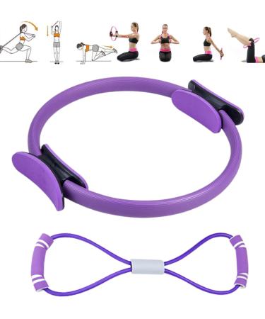 Crazy bean fitness resistance ring pilates rings pilates ring yoga ring with double handle pilates pilates ring with exercises double handle padded violet