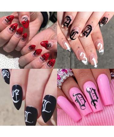 3D Holographic Old English Alphabet Nail Art Stickers - Glitter Self-Adhesive Decals for Acrylic Nails - 8 Sheets - Buy Online on SooperMarket.com