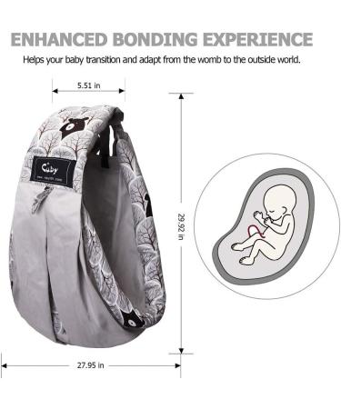 CUBY Natural Cotton Baby Carrier | Extra Comfortable Sling for Newborns & Toddlers - Grey Bear Design - Buy Online on SooperMarket.com