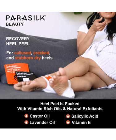 Parasilk Exfoliating Recovery Foot Heel Peel 2 Pairs - 2 Sets of Exfoliation Gel Heel Pads and 2 Sets of Heel Sock Covers. Targeted Repair for Rough Dry Skin Cracked Heels and Feet - Buy Online on SooperMarket.com