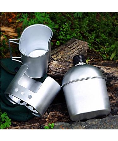 Portable Military Canteen Cup Stove Pouch Set for Camping & Hiking - 4Pcs/Set - Buy Online on SooperMarket.com