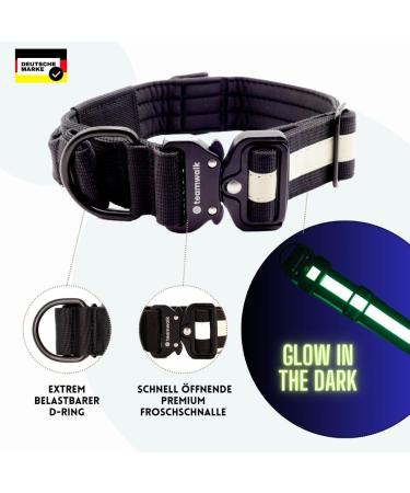 Teamwalk Premium Dog Collar - Adjustable Magnetic Handle Light Strip AirTag Bag Soft Upholstery Robust Buckle - Available in Black (L) - Shop Internationally! - Buy Online on SooperMarket.com