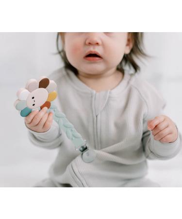 Loulou Lollipop Silicone Teether and Holder Set for Teething Baby Boy and Girl - Daisy Multi - Buy Online on SooperMarket.com