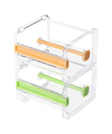 molshine 2 Pack Transparent Desktop Multi Washi Masking Tape Storage Dispenser Tape Cutter Tape Roll Holder (Not Include Masking Tape) (Yellow&Green)