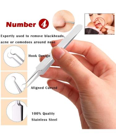 Ellolife 5-Pack Blackhead Remover Set - Stainless Steel Comedone Squeezer Kit for All Skin Types | Acne and Whitehead Extraction - Buy Online on SooperMarket.com