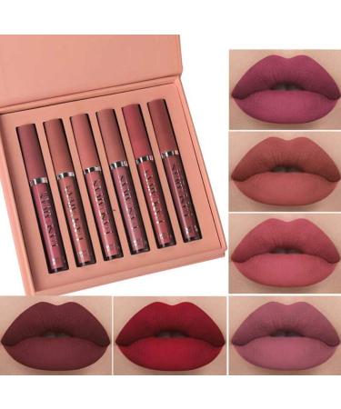 6 Colors Matte Lipstick Set for Women | Long-Lasting & Waterproof Lip Gloss | Non-Stick Cup | Lip Makeup Gift Set - Color A - Buy Online on SooperMarket.com