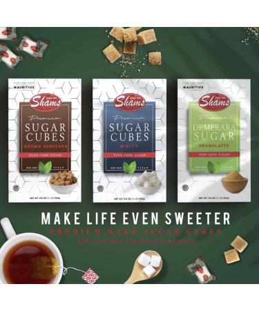 Shams Kosher Sugar Cubes - Non-GMO, Vegan, Certified Kosher, Brown Demerara Sugar for Coffee, Cocktails, Tea - 17.6 Ounce - Buy Online on SooperMarket.com