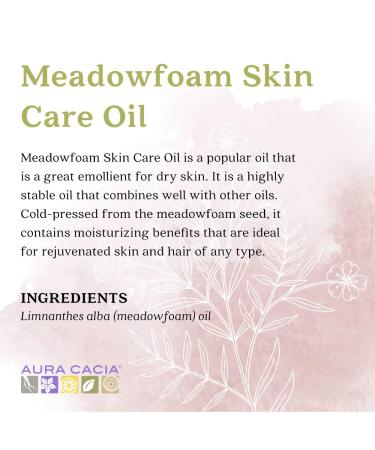 Aura Cacia Meadowfoam Skin Care Oil 30ml | GC/MS Tested Purity | Natural Moisturizer | Limnanthes Alba | International Shipping Available - Buy Online on SooperMarket.com