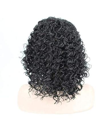 BGHJUE Lace Front Wigs - Natural Curly Human Hair Wig with Baby Hair | 38cm Black | International Shipping - Buy Online on SooperMarket.com