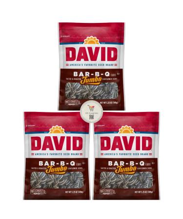 David's Salted & Roasted Sunflower Seeds, (Pack of 3) 5.25 oz Bags (Barbeque)