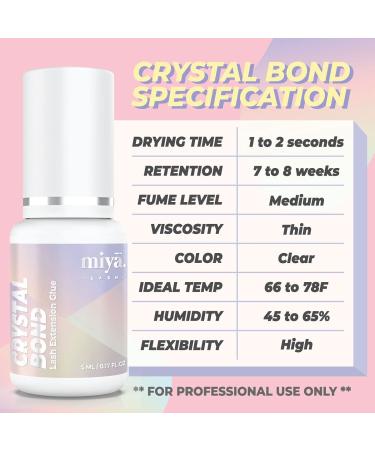MIYA LASH Crystal Bond Professional Eyelash Extension Glue | 8 Weeks Retention | 1-2 Sec Dry Time | Volume & Classic Adhesive | Extra Strong Clear Lash Glue 5ml - Buy Online on SooperMarket.com