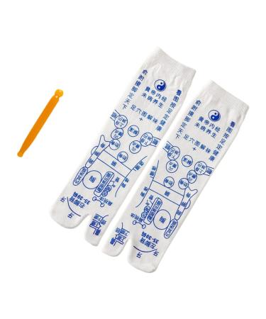 Lurrose uniform sweet socks Japan Tabi socks acupunctive pattern: 2 toe sandals slipper Japanese kimono cotton 40-5 acupressure slippers kottle socks 40-45.Blue