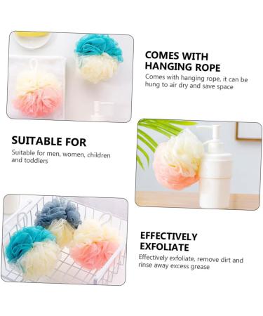 Healeved 8pcs Color Matching Bath Ball Body Scrubber Set - Natural Bath Sponges for Men and Women - Shower Poufs and Body Scrub Mitt - Buy Online on SooperMarket.com