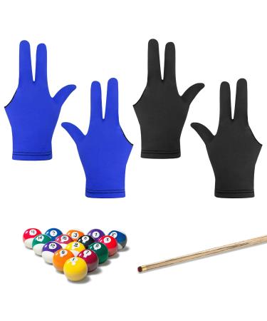 BekeCidi billiard gloves 3-finger snooker-queue gloves for women and men snooker gloves for billiard training three-finger pool taust glove for left and right hand black + blue