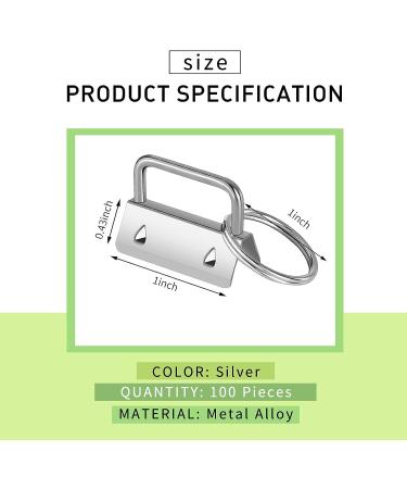 Outus 100 Pieces Key Fob Hardware Key Fob Keychain Wristlet with Split Ring (Silver 1 Inch) Silver 1 Inch - Buy Online on SooperMarket.com