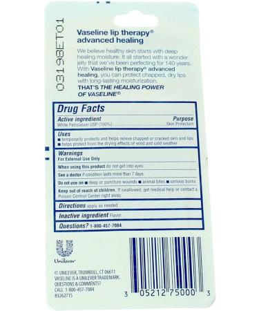 Vaseline Lip Therapy Advanced Healing 0.35 oz - Pack of 18 | Buy Online | Fast International Shipping - Buy Online on SooperMarket.com