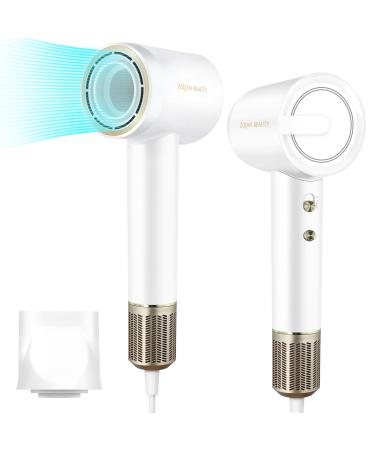 Hair Dryer 200 Million Negative Ionic Hair Dryer High-Speed Blow Dryer with 110 000 RPM Brushless Motor Fast Drying Low Noise Hairdryer with Magnetic Concentrator Nozzle (White)