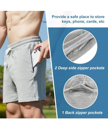 NIMENJOJA Mens 5.5 Athletic Gym Shorts - Grey Zipper Pocket Sweat Shorts - Buy Online on SooperMarket.com