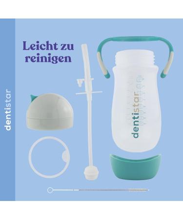 DentiStar Strohhalmbecher 260 ml - Baby Bottle with Dynamic Straw for 6 Months+ | Anti-Slip Design & Cleaning Brush | BPA Free Mint - International Shipping Available - Buy Online on SooperMarket.com