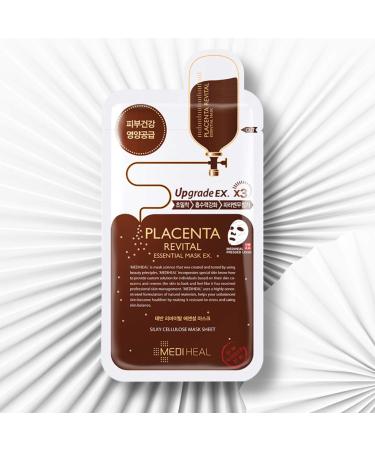 Mediheal Placenta Revital Essential Mask EX - 10 Sheets (24ml Each) | Hydrating & Revitalizing Skincare - Buy Online on SooperMarket.com