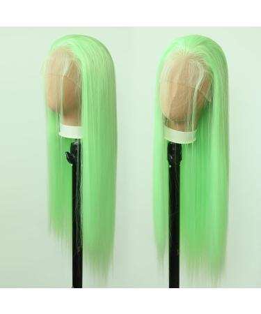 Light Green Synthetic Lace Front Wig - Long Straight Heat Resistant Fiber Hair - Pre Plucked Natural Hairline - for Cosplay and Daily Wear - Buy Online on SooperMarket.com