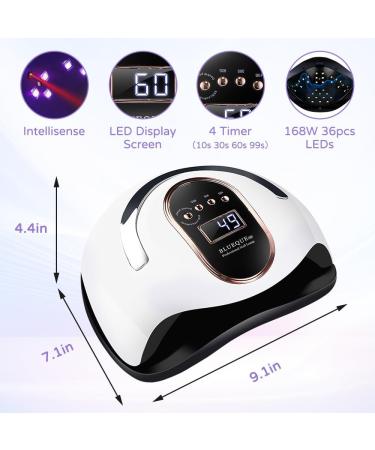 Buy UV LED Nail Lamp 168W - Quick Drying Nail Dryer with 4 Timer Settings & LCD Touch Screen - Compatible with All Gel Types (White - Buy Online on SooperMarket.com