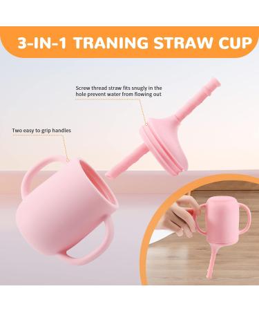 Baby Feeding Set - Silicone Bib, Suction Divided Bowl, Spoon & Fork - Toddler Utensils - Pink (6 Months) | Baby Led Weaning Supplies - Buy Online on SooperMarket.com