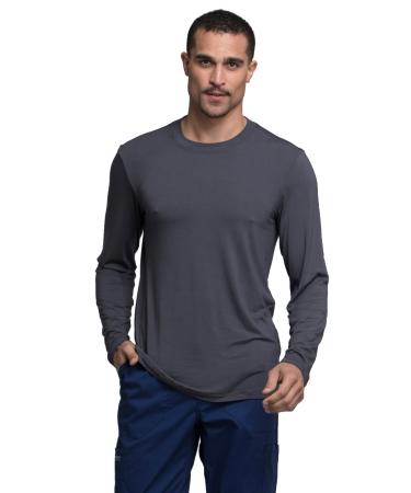 Work Wear Professionals Long Sleeve Men's Underscrub T-Shirt - with Crew Neck WW700 Large Pewter