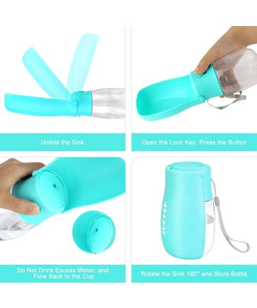 JOPHEK 300ml Portable Pet Drinking Bottle - Leak-Proof 180 Foldable Water Bottle with Activated Carbon Filter for Dogs & Cats - Ideal for Walking Traveling & Camping - Blue - Buy Online on SooperMarket.com