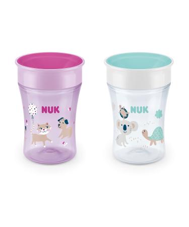 NUK Evolution 360 Cup 8+ Months Pink 2 Pack 8 oz (240 ml) Each
