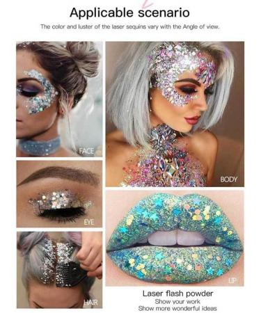Knadgbft Eye Glitter Eyeshadow Hair Glitter Gel Long Lasting Sparkling Sequins Festival Shinny Decoration Party 6 - Buy Online on SooperMarket.com