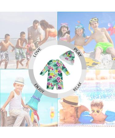 UPF 50+ Sun Protection Baby Girls Swimsuit with Snap Bottom | Green Flower | 18-24 Months - Buy Online on SooperMarket.com