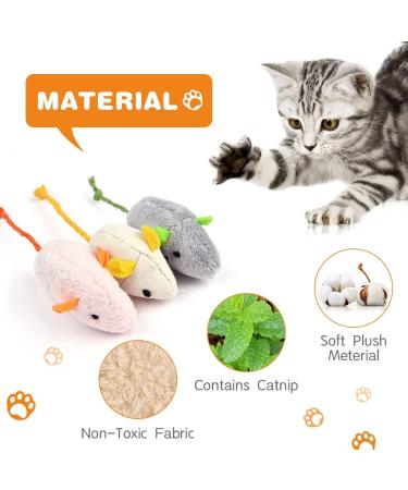 Adiwo Cat Toys - 9 Piece Plush Mouse Set with Catnip | Interactive Toys for Cats & Kittens - Buy Online on SooperMarket.com