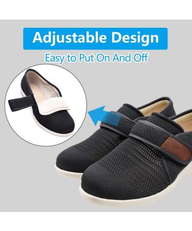 MEJORMEN Men's Edema Diabetic Shoes | Adjustable Wide Width Outdoor Walking Sneakers | Orthopedic Lightweight Comfy Casual Slippers | Black - Buy Online on SooperMarket.com