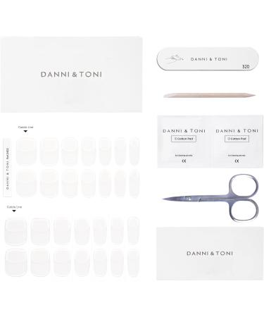 Danni & Toni Half Hardened Gel Nail Films - Crystal Frost White & Transparent French UV Nail Wraps | Semi-Hardened Nail Design Stickers (28 Pack) - Buy Online on SooperMarket.com
